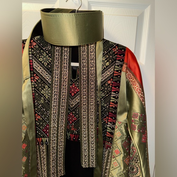 Elegant Multicolor Long Sleeve Dress luxury Palestinian Thobe - Picture 5 of 9